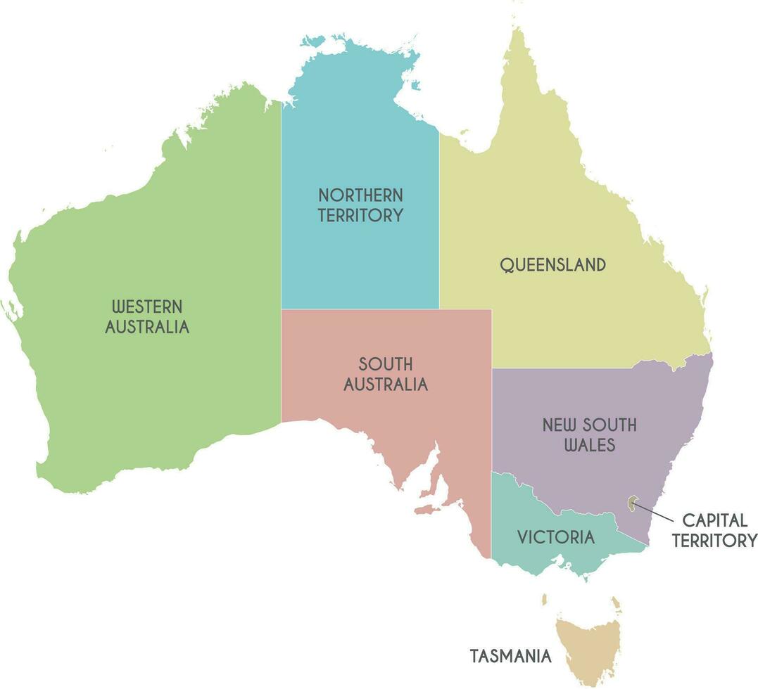 vektor Karta av Australien med regioner eller områden och administrativ divisioner. redigerbar och klart märkt skikten.