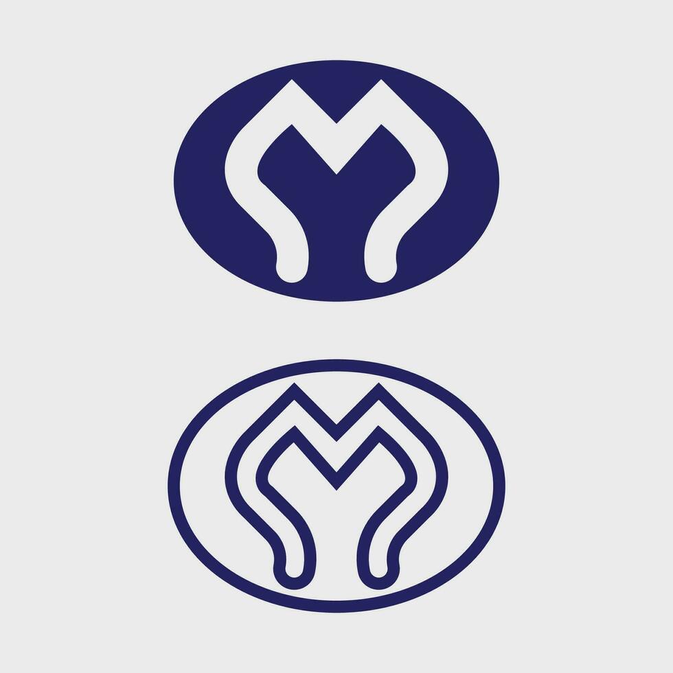 m brev ett m font logotyp design vektor identitet ikon tecken