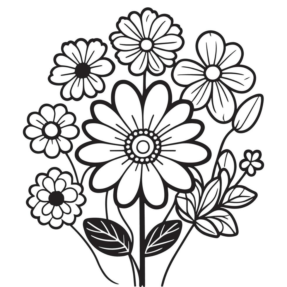 detta är linje konst blomma vektor ClipArt, blomma vektor silhuett, blommig vektor silhuett.