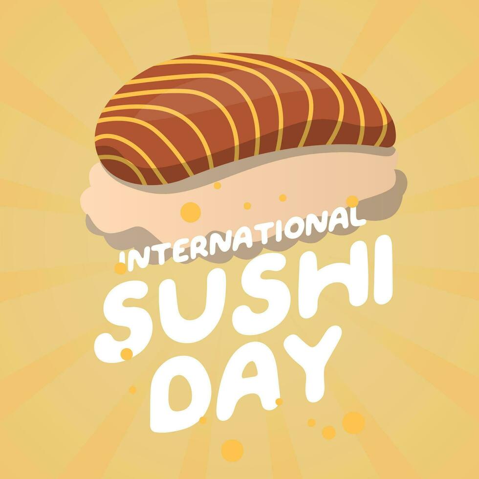 International Sushi Tag Design Vorlage zum Feier. Sushi Vektor Illustration. Sushi Rollen. International Sushi Tag.