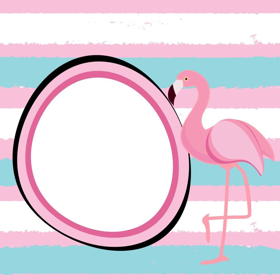 abstrakt tropisk bakgrund med flamingo och ram vektor