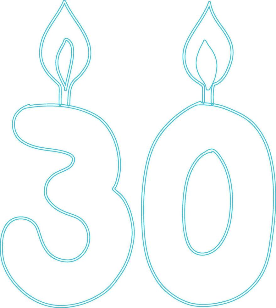 Nummer 30 mit Kerze festlich Design. vektor