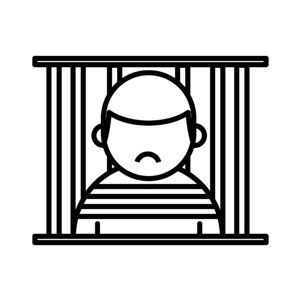 fånge i fängelse linje ikon isolerat vektor
