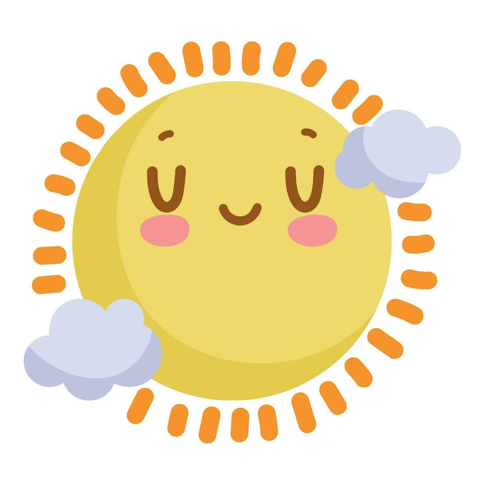 leende Sol tecknad serie ger sommar roligt och lycka ikon vektor