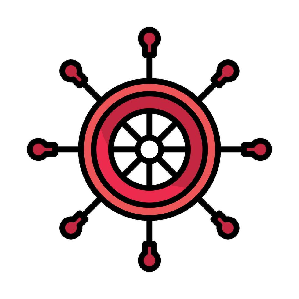 båt styrning hjul ikon isolerat vektor