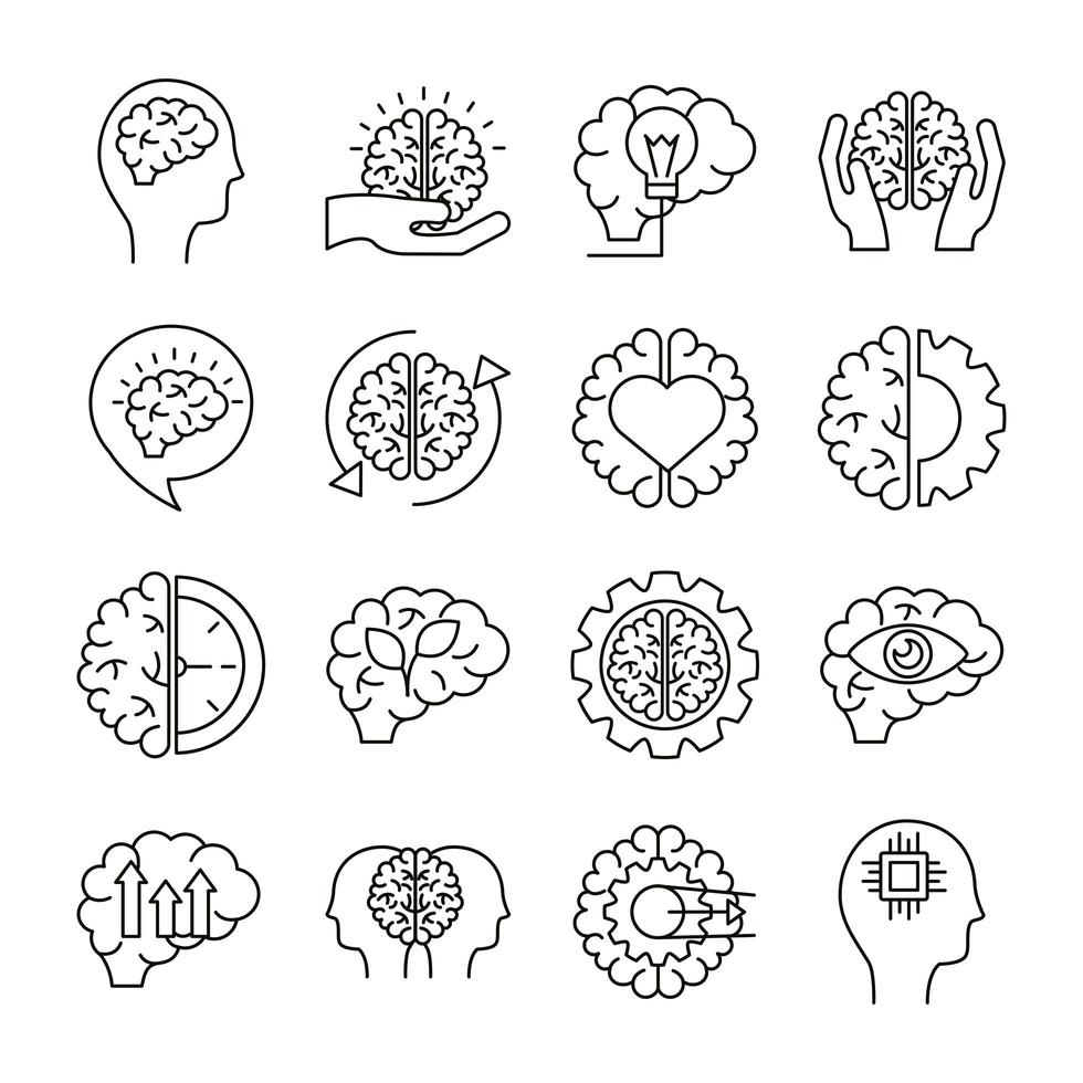 Bündel von Gehirnorganen setzen Symbole vektor