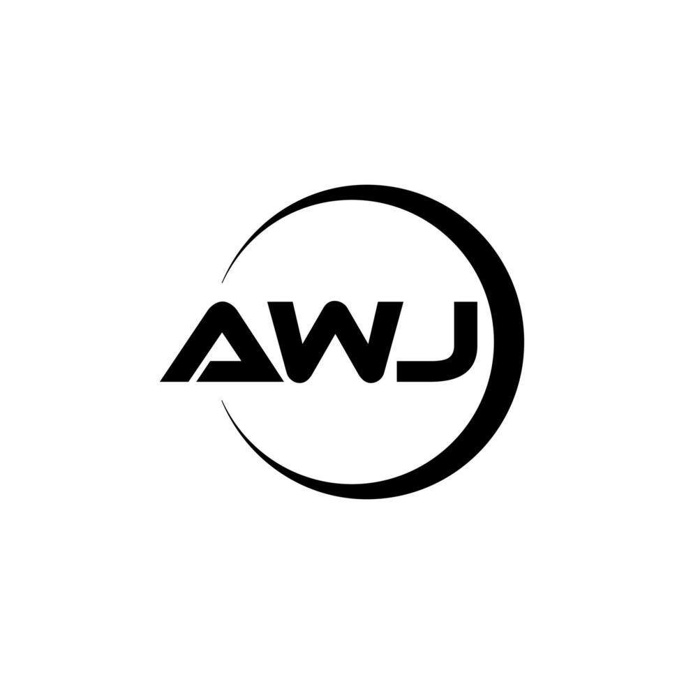 awj brev logotyp design i illustration. vektor logotyp, kalligrafi mönster för logotyp, affisch, inbjudan, etc.