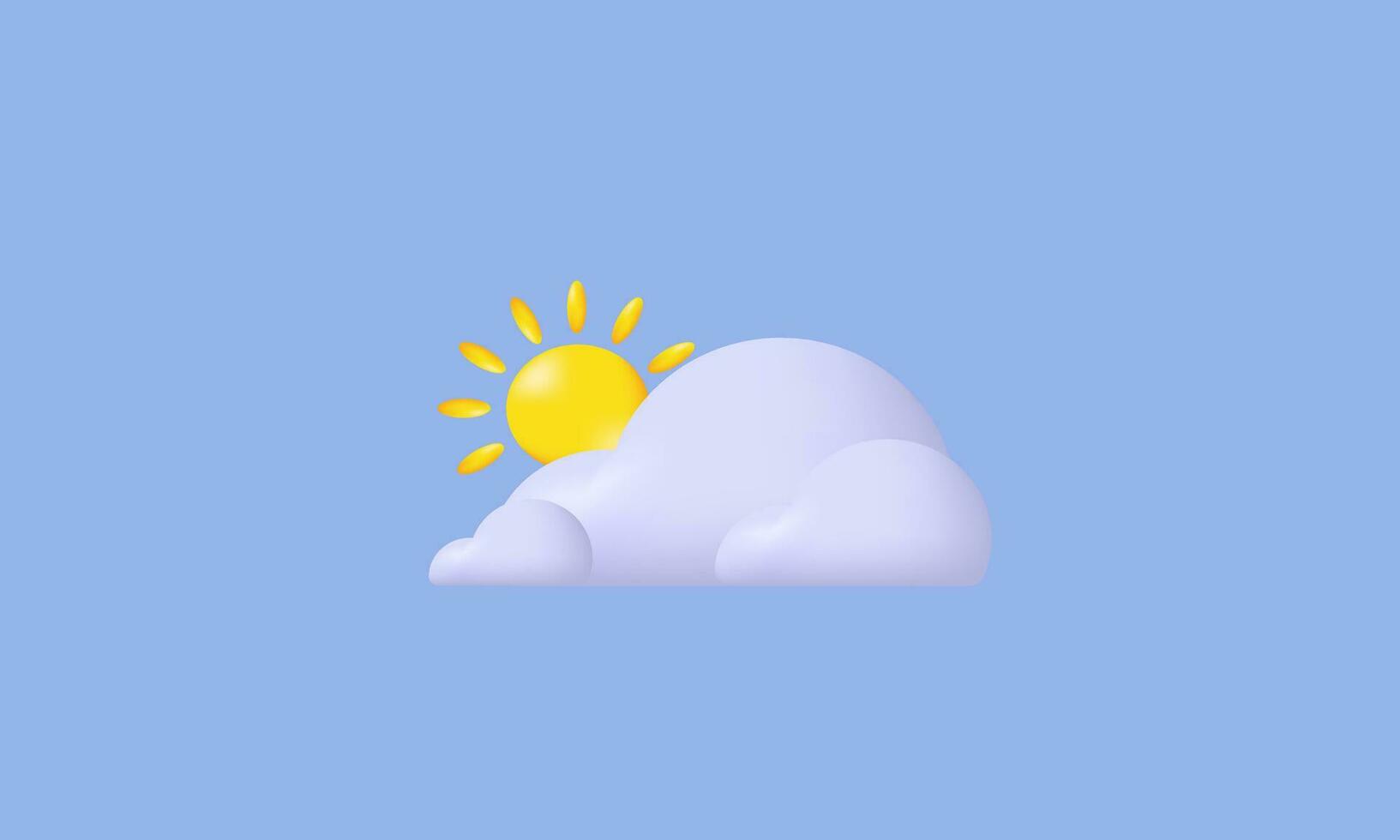 Vektor Illustration Sonne Wolke 3d Symbol modern isoliert auf Hintergrund