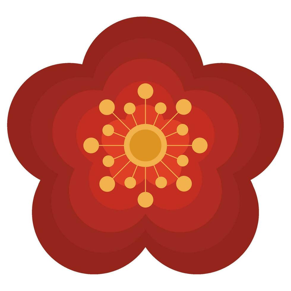 röd kinesisk blomma över vit vektor
