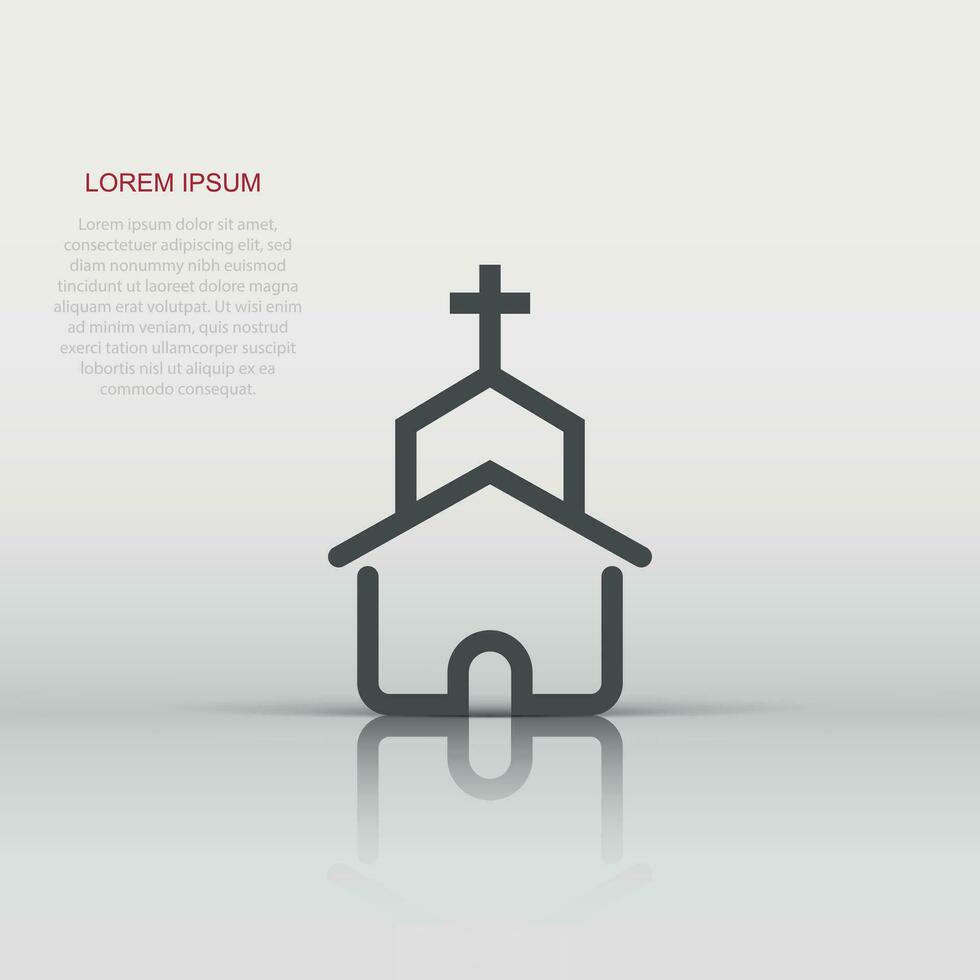 kyrka ikon i platt stil. kapell vektor illustration på vit isolerat bakgrund. religiös byggnad företag begrepp.