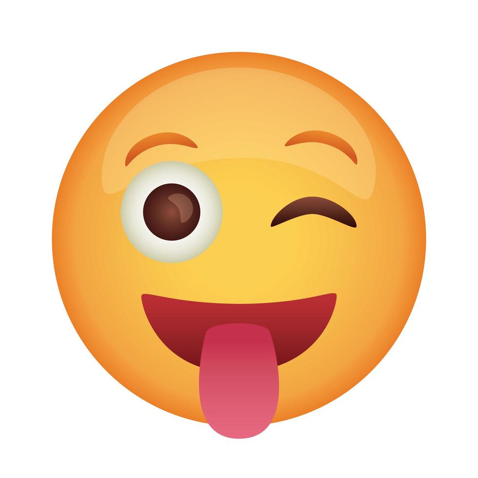 verrücktes Emoji-Gesicht mit Zunge heraus flache Stilikone vektor