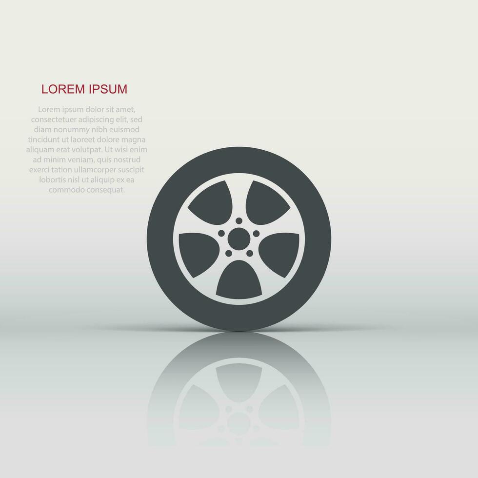 Auto-Rad-Symbol im flachen Stil. Fahrzeugteil-Vektorillustration auf weißem getrenntem Hintergrund. Reifen-Geschäftskonzept. vektor