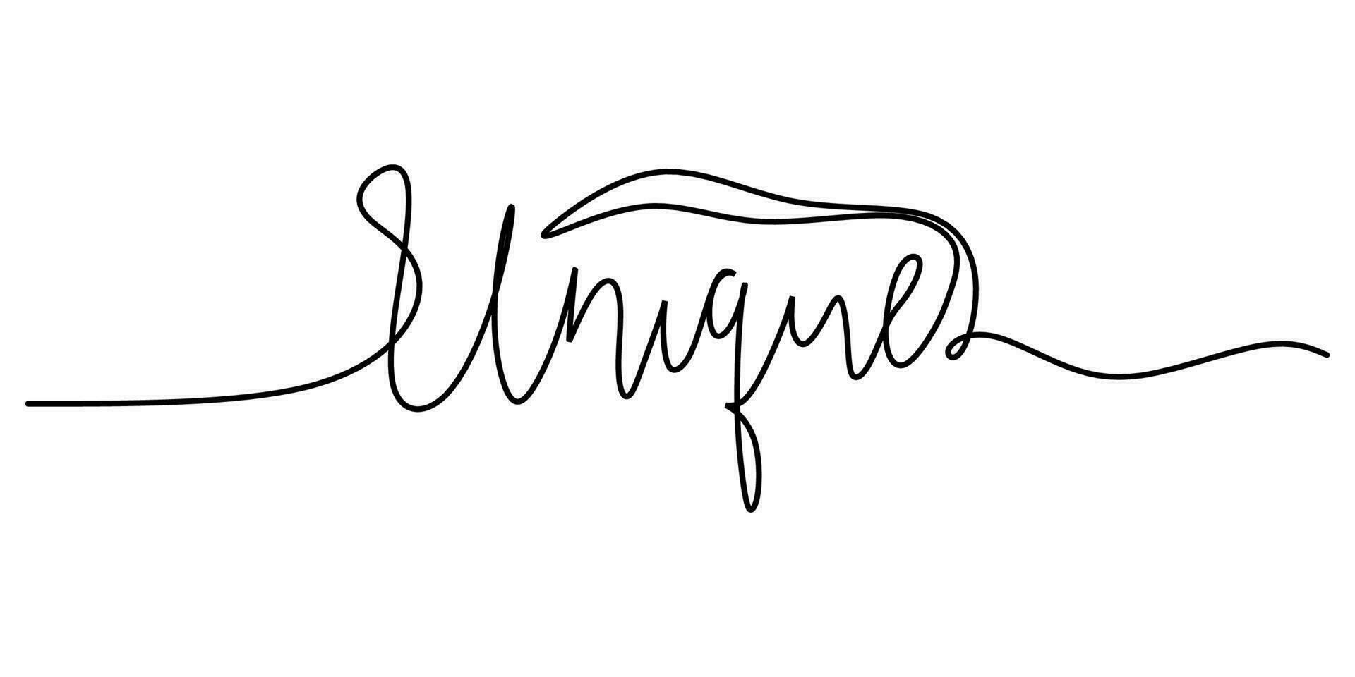 ett kontinuerlig linje teckning typografi linje konst av unik ord vektor
