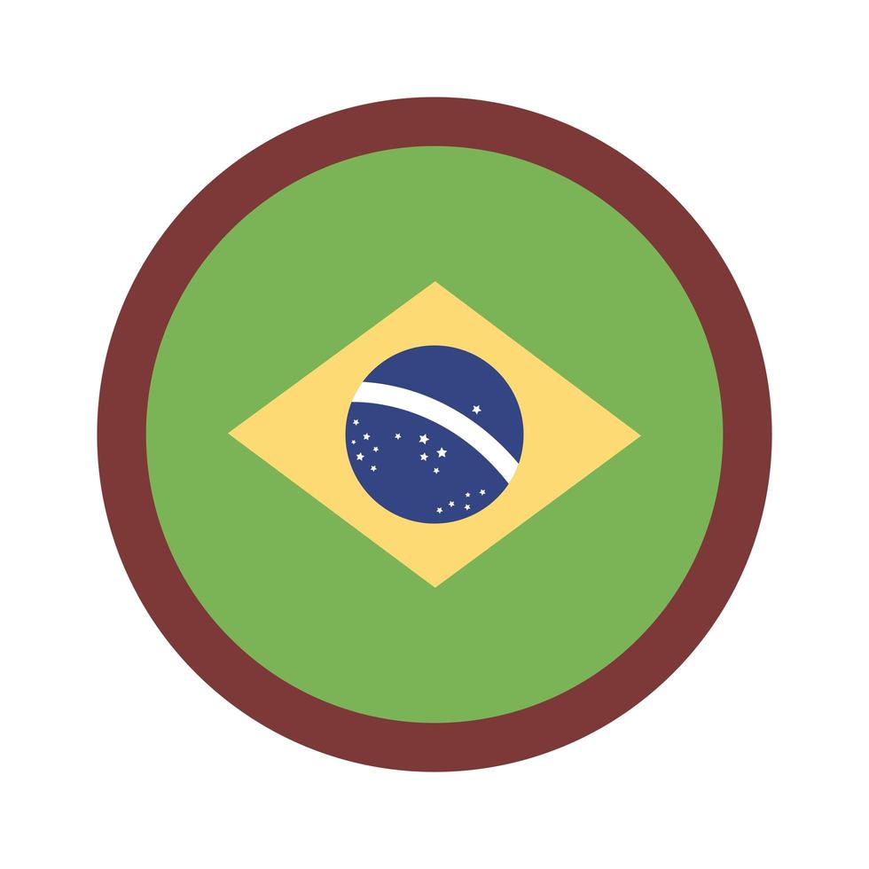 Brasilien Flagge Siegel flache Stilikone vektor