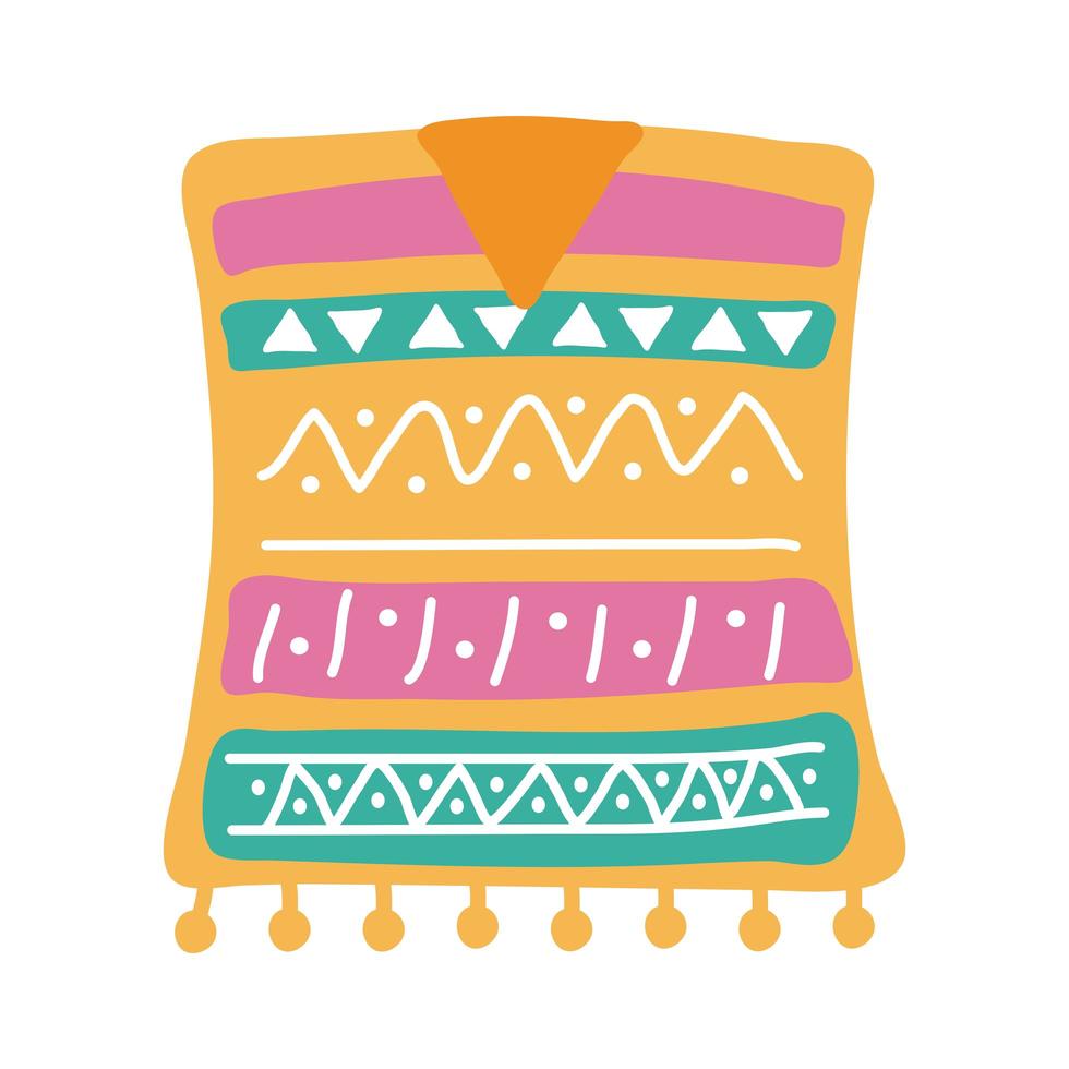 mexikansk kultur poncho platt stilikon vektor