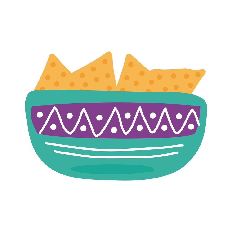 utsökt mexikansk nachos mat platt stilikon vektor