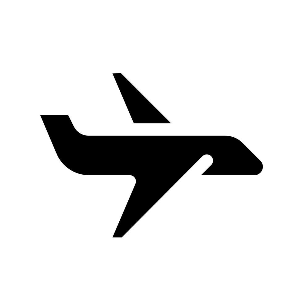 trafikflygplan svart glyf ui ikon. passagerare flyg. kommersiell flygplan. användare gränssnitt design. silhuett symbol på vit Plats. fast piktogram för webb, mobil. isolerat vektor illustration