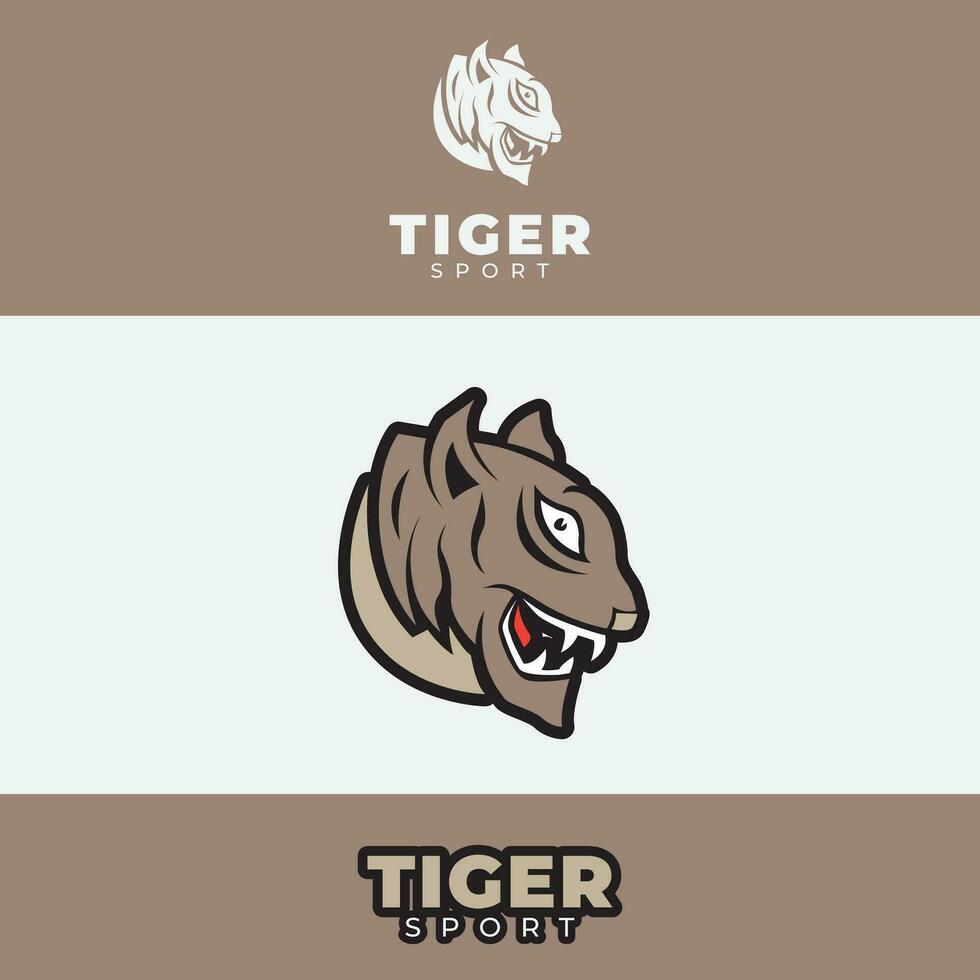 sport logotyp design, med en tiger huvud ikon vektor
