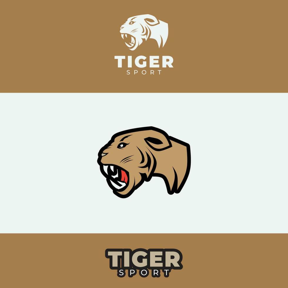 sport logotyp design, med en tiger huvud ikon vektor