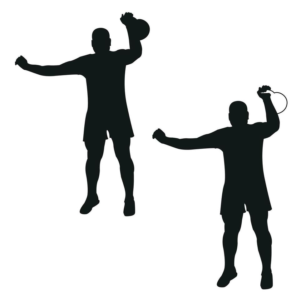 einstellen Silhouetten Sportler Gewicht Heber Aufzug Kettlebell, Gewichte. Gewicht Heben. ziehen, drücken, Bank Drücken Sie vektor