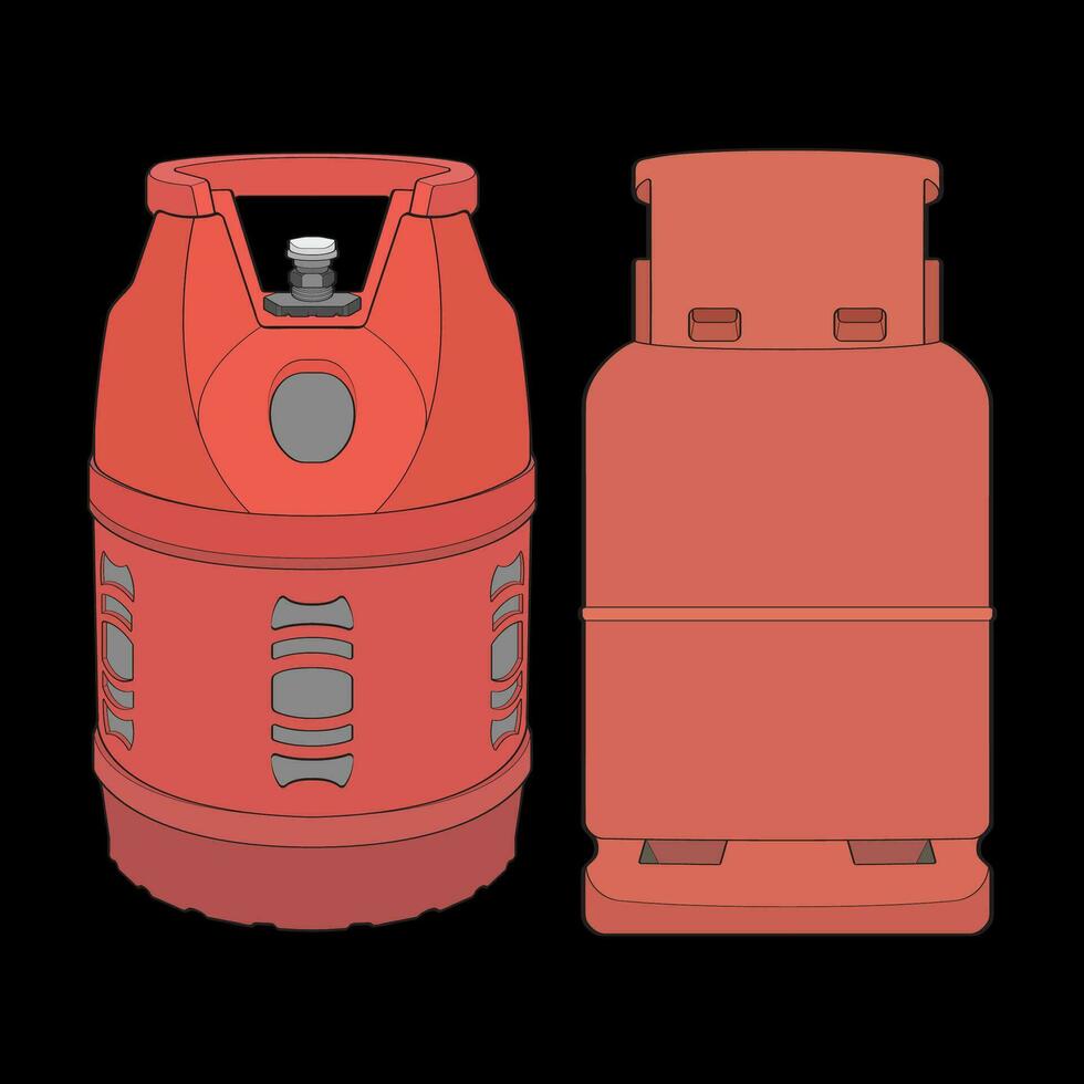 uppsättning av industriell gas cylindrar vektor. vektor av industriell gas cylindrar ikon design isolerat på svart bakgrund.