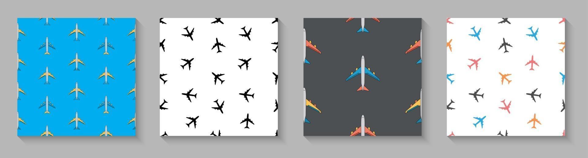 Flugzeug nahtlose Muster Sammlung Set vektor
