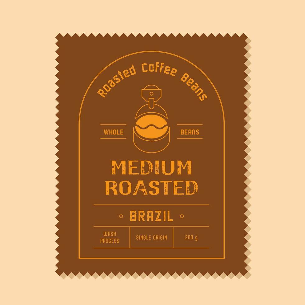 medium rostad kaffe märka med rosten maskin ikon vektor
