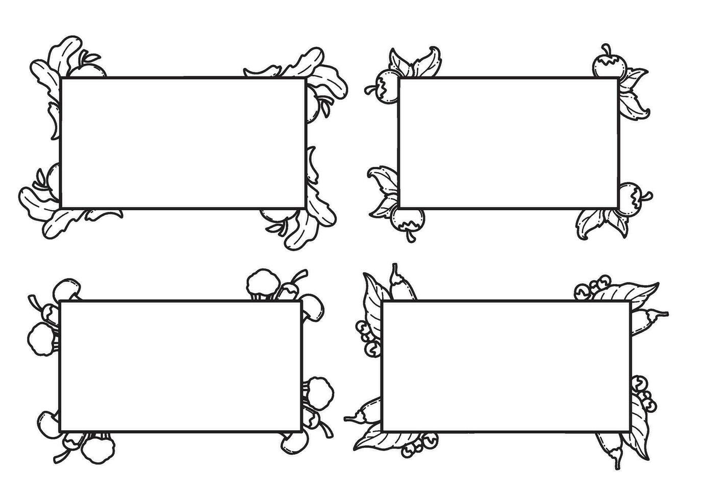 2 enkel dekorativ dekorativ ram frukt och grönsaker vektor