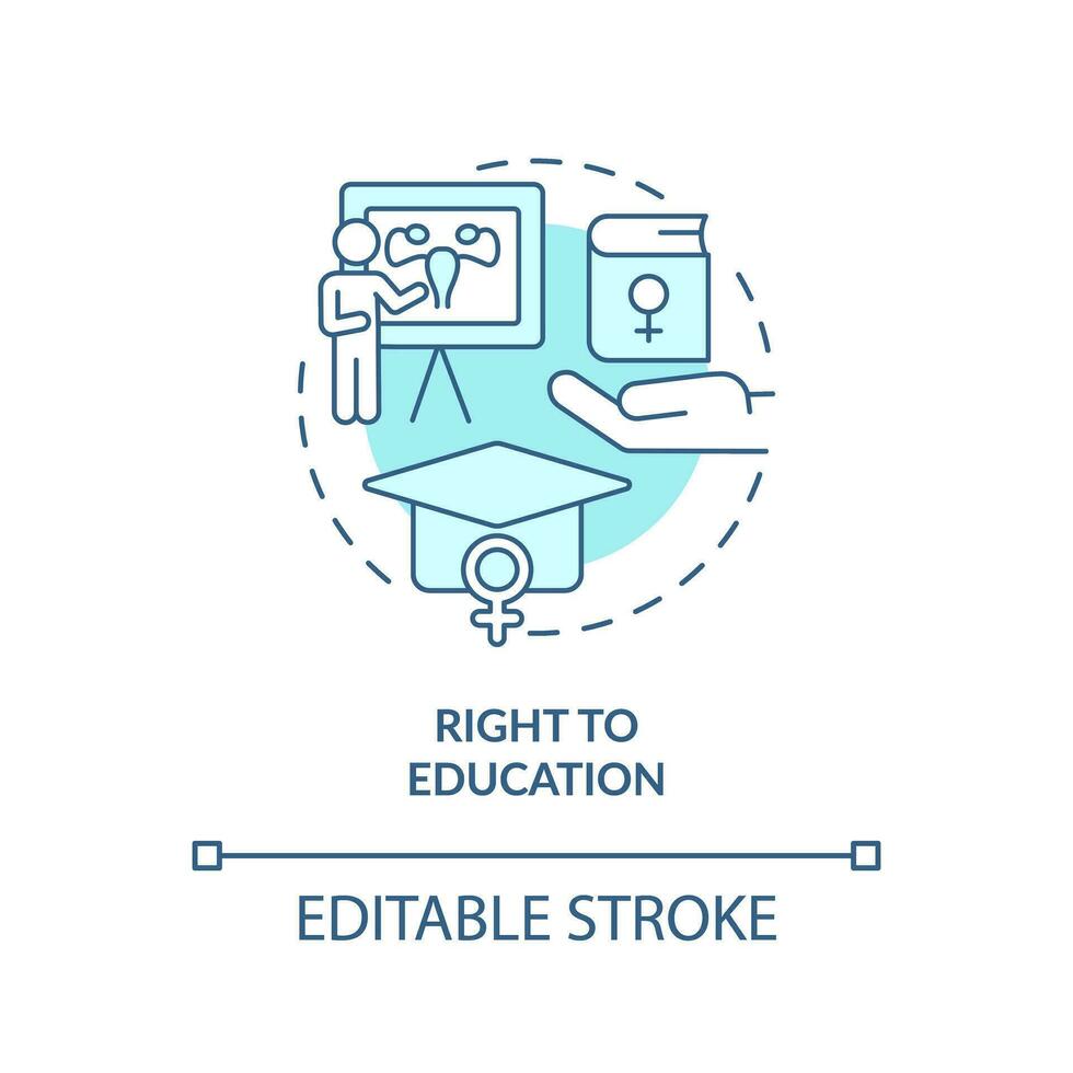 richtig zu Bildung Türkis Konzept Symbol. Sexual- Gesundheit. zwischenmenschlich Beziehung. Profi Auswahl. Sozial Gerechtigkeit abstrakt Idee dünn Linie Illustration. isoliert Gliederung Zeichnung. editierbar Schlaganfall vektor