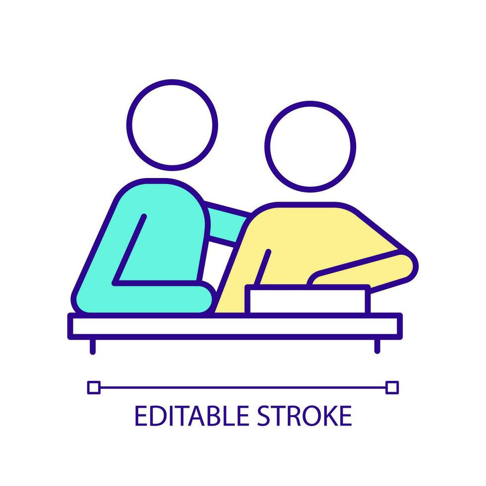 Tutor rgb Farbe Symbol. Individuell Unterricht. tun Hausaufgaben mit Elternteil. studieren Hilfe. Schüler und Lehrer. isoliert Vektor Illustration. einfach gefüllt Linie Zeichnung. editierbar Schlaganfall