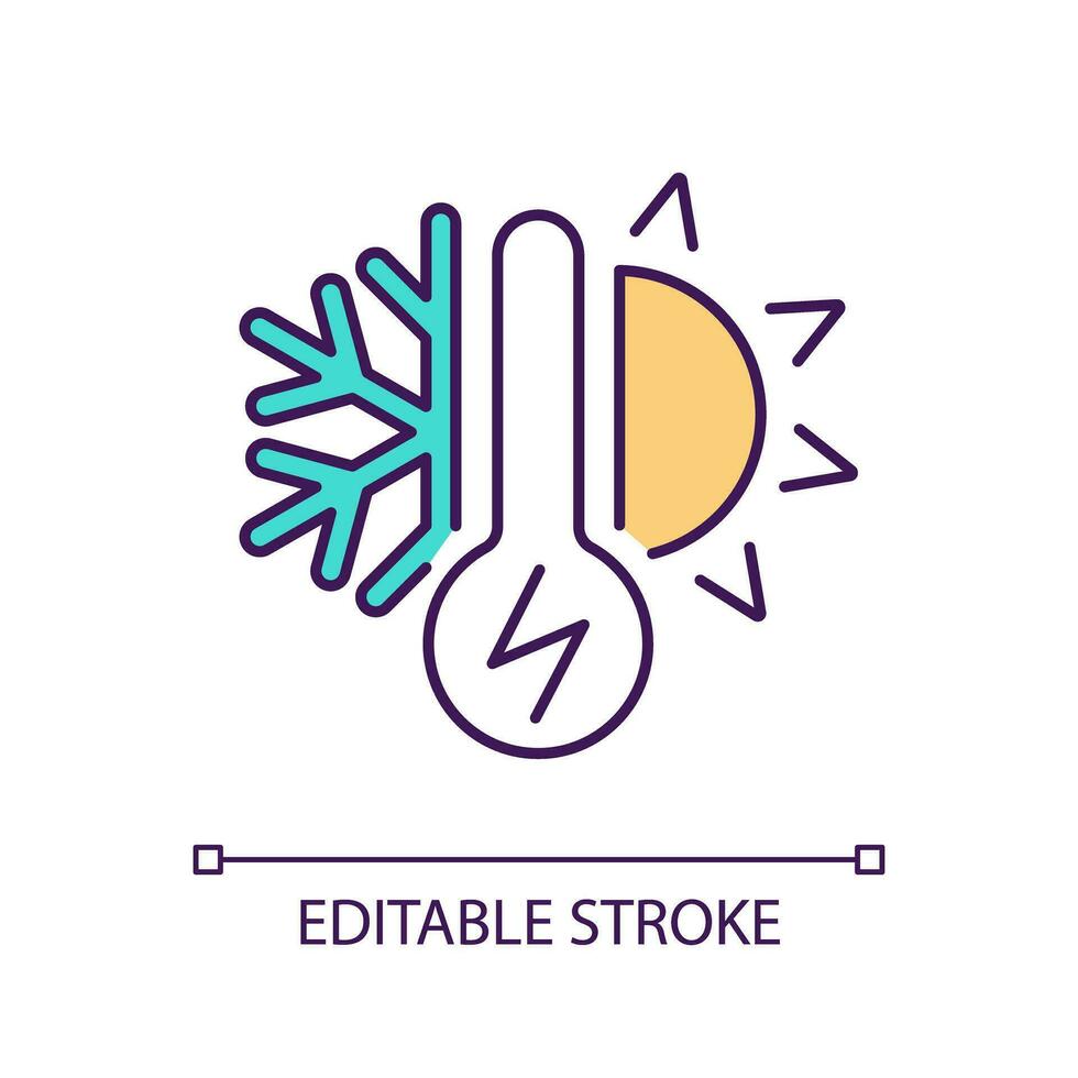 säsong- temperatur rgb Färg ikon. klimat kontrollera systemet. sommar och vinter. väder prognos. termostat. isolerat vektor illustration. enkel fylld linje teckning. redigerbar stroke