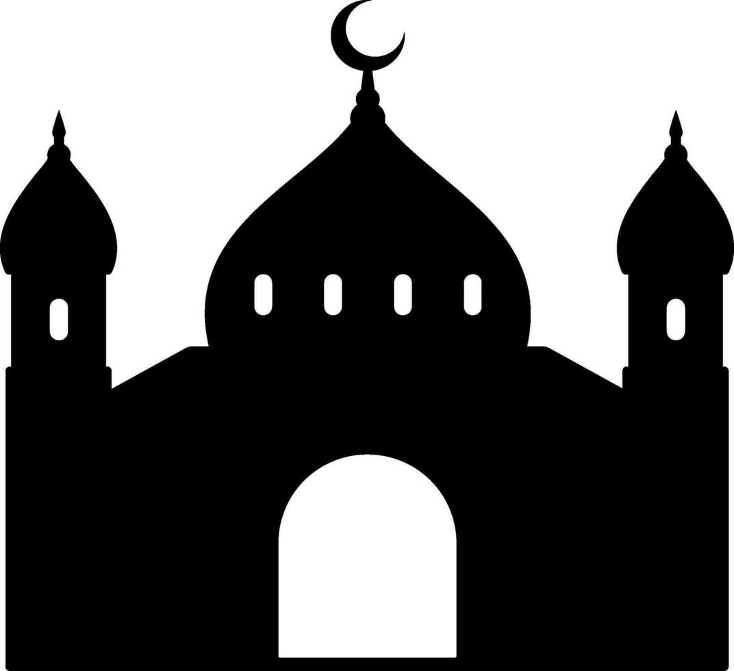 moské vektor illustration. silhuett moské ikon för tecken och symbol av muslim dyrkan plats. moské ikon av islam religion och muslim tro. plats av muslim till be