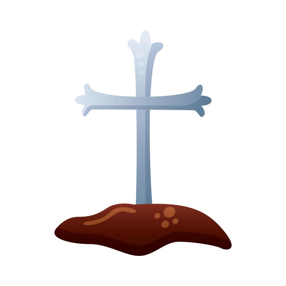 religiösa kors symbol nedbrytande stilikon vektor