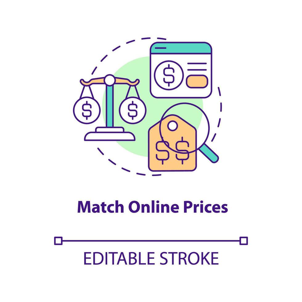 match uppkopplad priser begrepp ikon. locka till sig kunder till detaljhandeln Lagra sätt abstrakt aning tunn linje illustration. isolerat översikt teckning. redigerbar stroke vektor