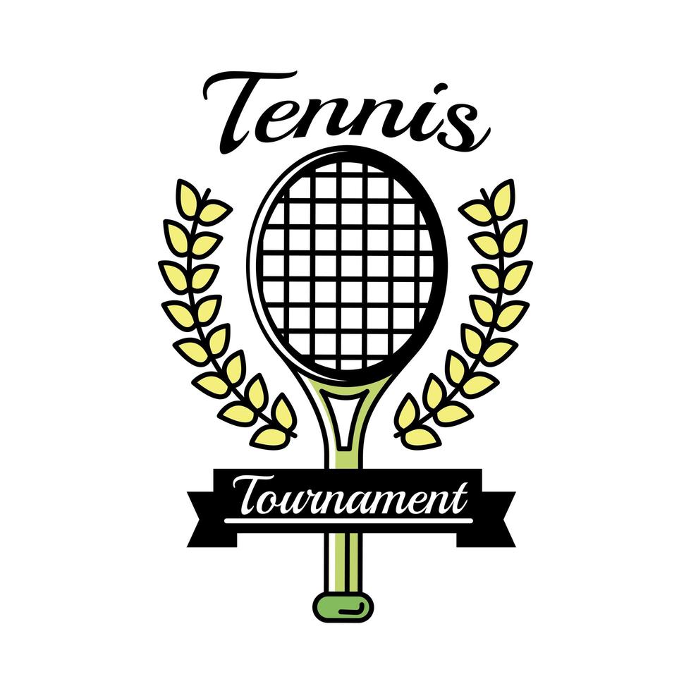tennis sport racket med krans krona linje och fyll stil ikon vektor