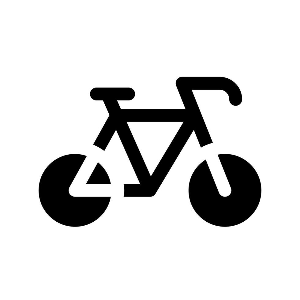cykel svart glyf ui ikon. ridning cykel. uthyrning service. transport läge. användare gränssnitt design. silhuett symbol på vit Plats. fast piktogram för webb, mobil. isolerat vektor illustration