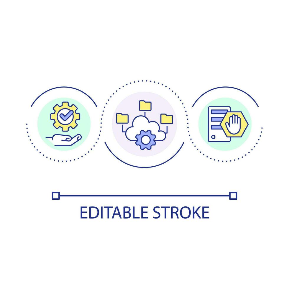 Wolke einheimisch Entwicklung Schleife Konzept Symbol. Netz Technologie Trend. serverlos Computing abstrakt Idee dünn Linie Illustration. isoliert Gliederung Zeichnung. editierbar Schlaganfall vektor