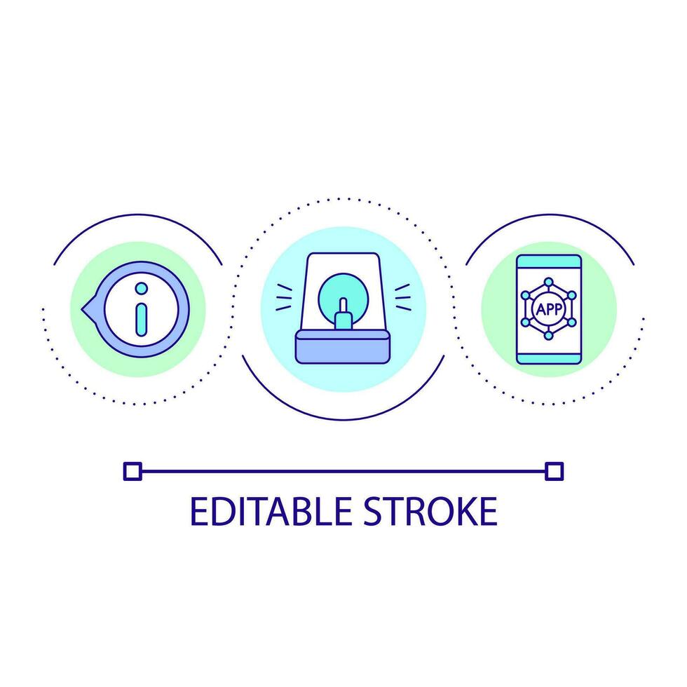 sväng på app aviseringar slinga begrepp ikon. ha kvar signifikant varningar på. vara informerad abstrakt aning tunn linje illustration. isolerat översikt teckning. redigerbar stroke vektor