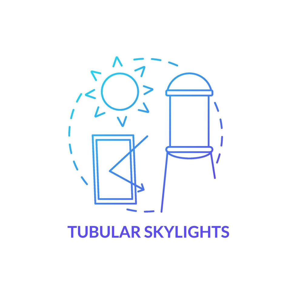 rörformig takfönster blå lutning begrepp ikon. kraft Hem med alternativ elektricitet. Sol tunnel abstrakt aning tunn linje illustration. isolerat översikt teckning vektor