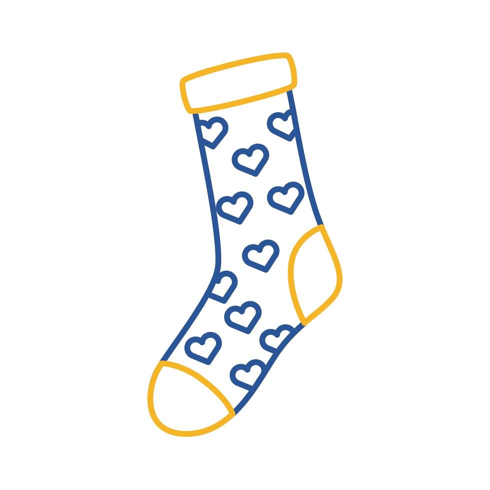 Down-Syndrom-Socke mit Herz-Linien-Stilikone vektor