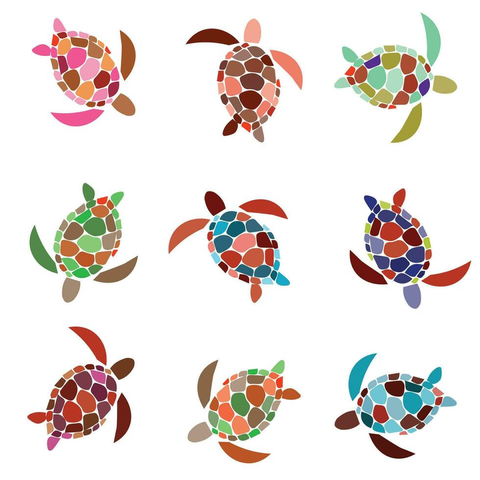 vektor sömlös mönster med färgrik sköldpaddor