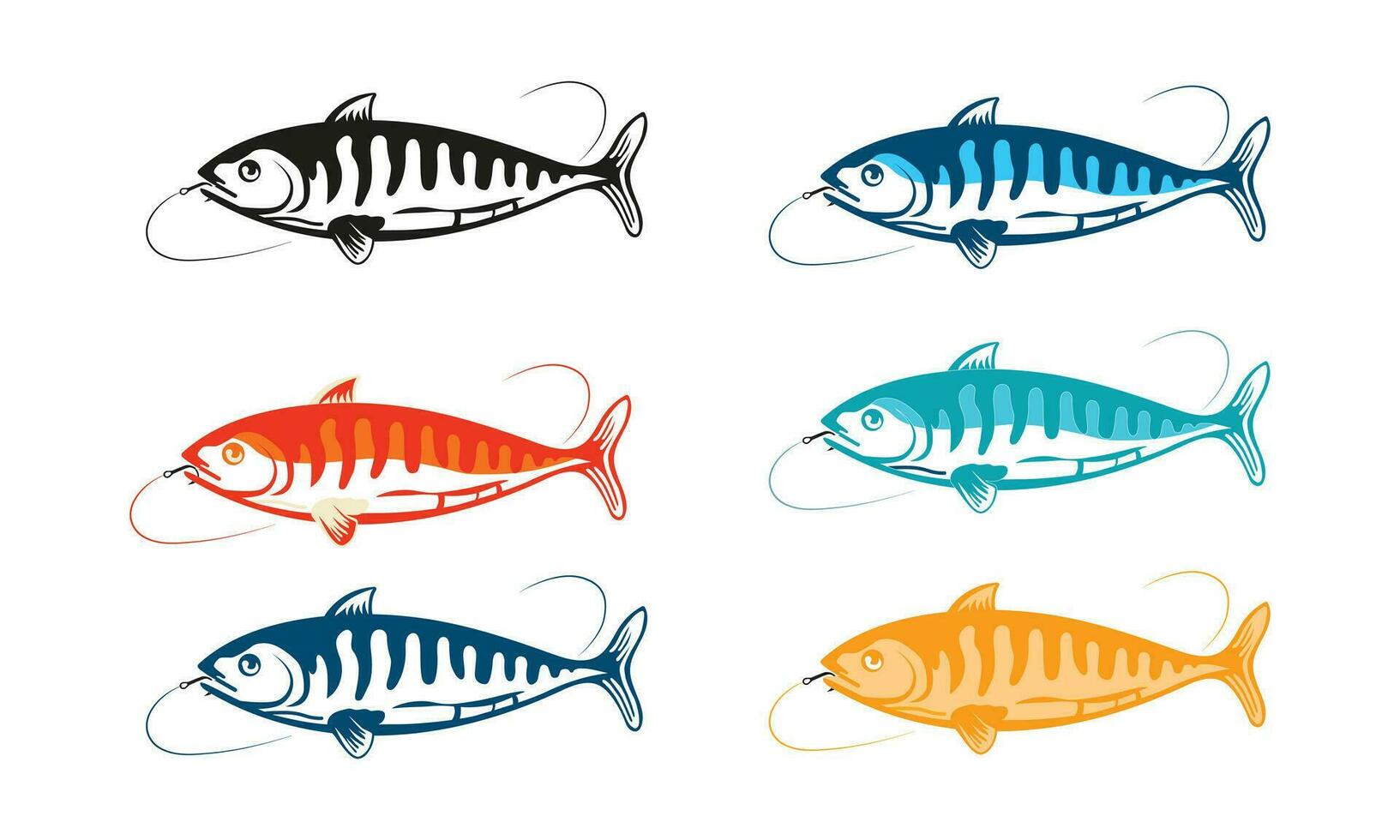 süß tropisch Fisch bündeln einstellen - - ein Bild zum Färbung. Vektor linear Fisch - - Tier Design Element. Aquarium Fisch - - Haustier. Umriss. Hand Zeichnung Fisch Vektor Illustration