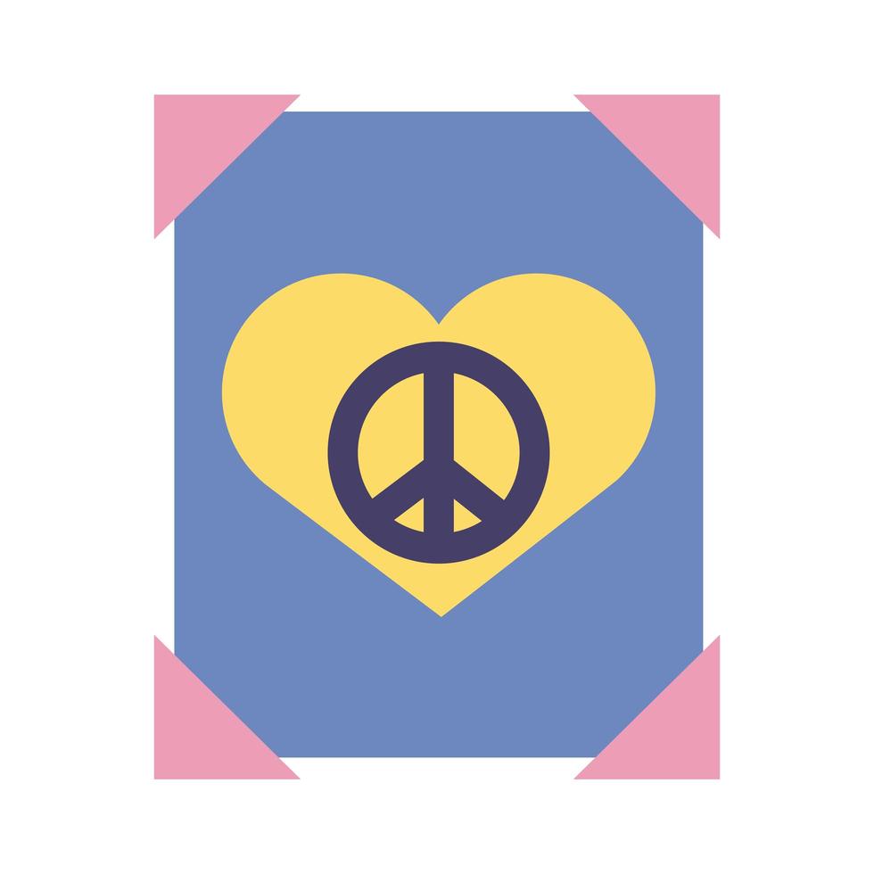 affisch med fredsymbol i hjärta platt stilikon vektor