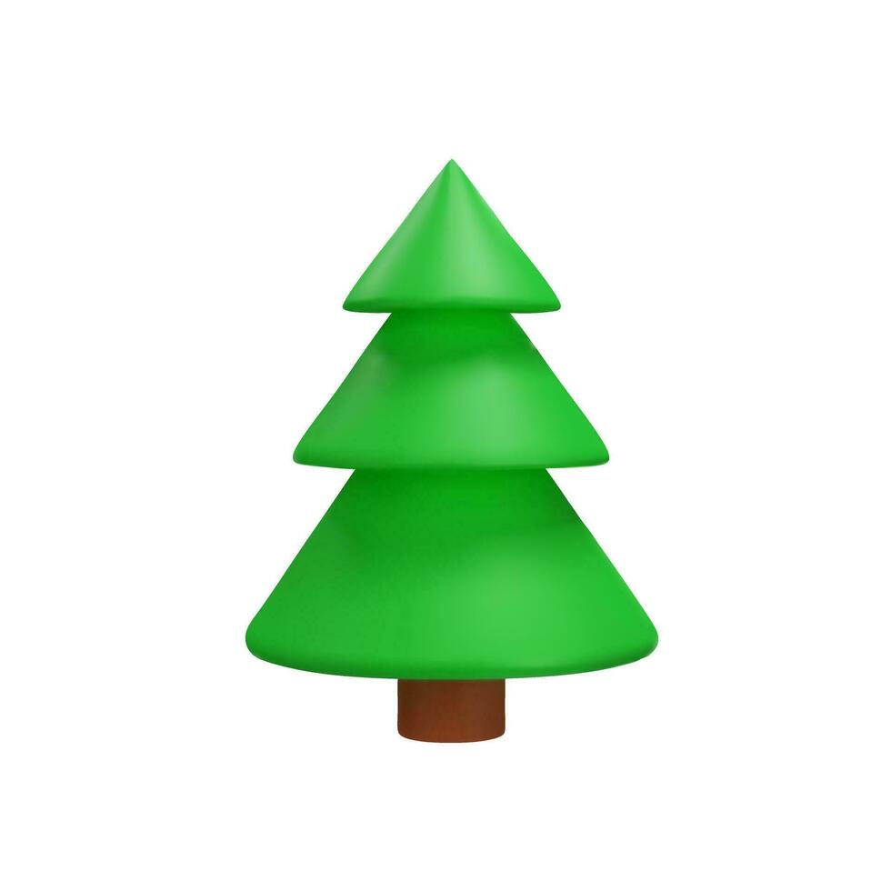 3d illustration av jul träd. Semester element isolerat på grön bakgrund. två med skön ornament, ett täckt med snö och ett utan. vektor