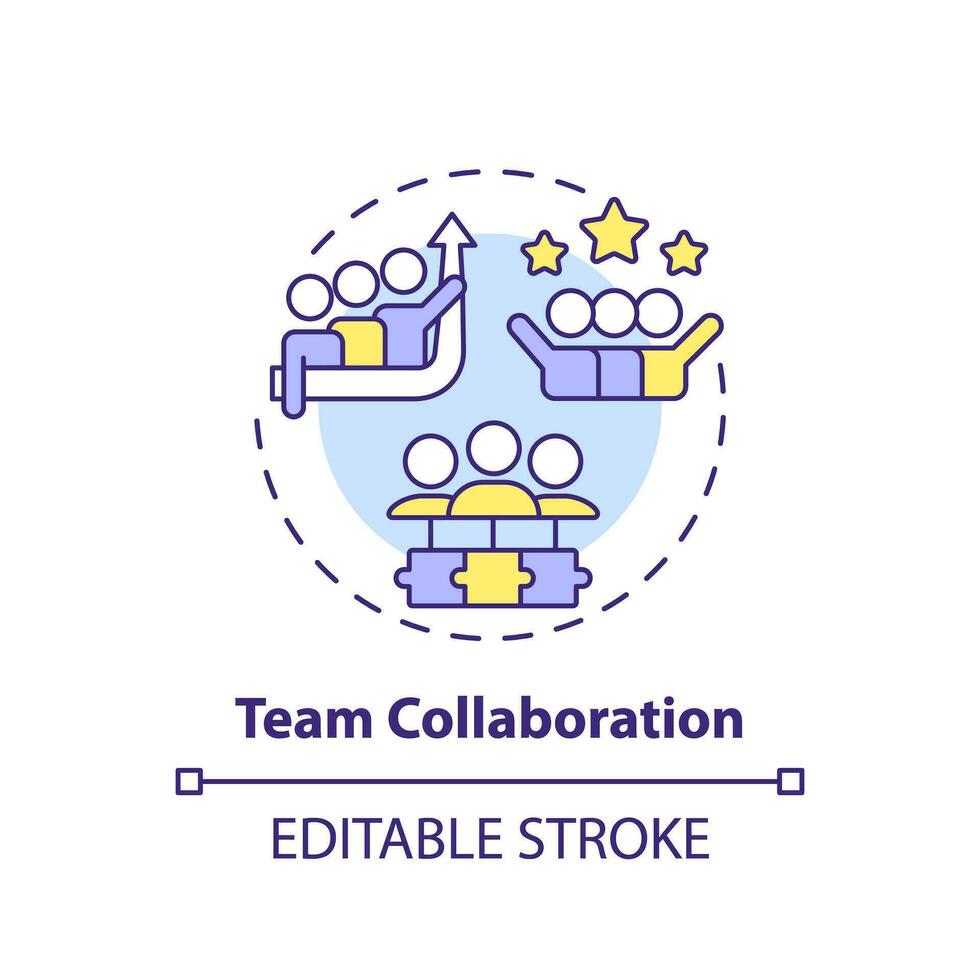 team samarbete begrepp ikon. förbättra kommunikation. anställd samspel. arbetssätt tillsammans. team anda abstrakt aning tunn linje illustration. isolerat översikt teckning. redigerbar stroke vektor