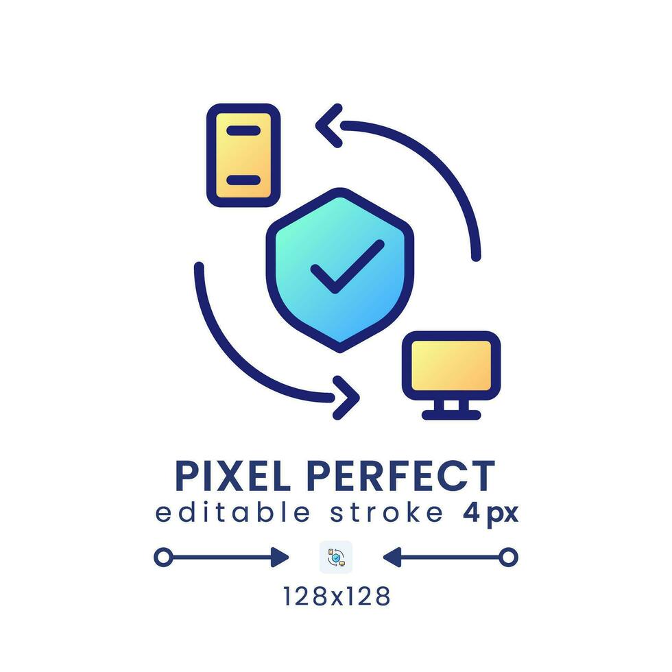avlägsen tillgång säkerhet lutning fylla skrivbordet ikon. data kryptering. säker förbindelse. pixel perfekt 128x128, översikt 4px. modern färgrik linjär symbol. vektor isolerat redigerbar rgb element