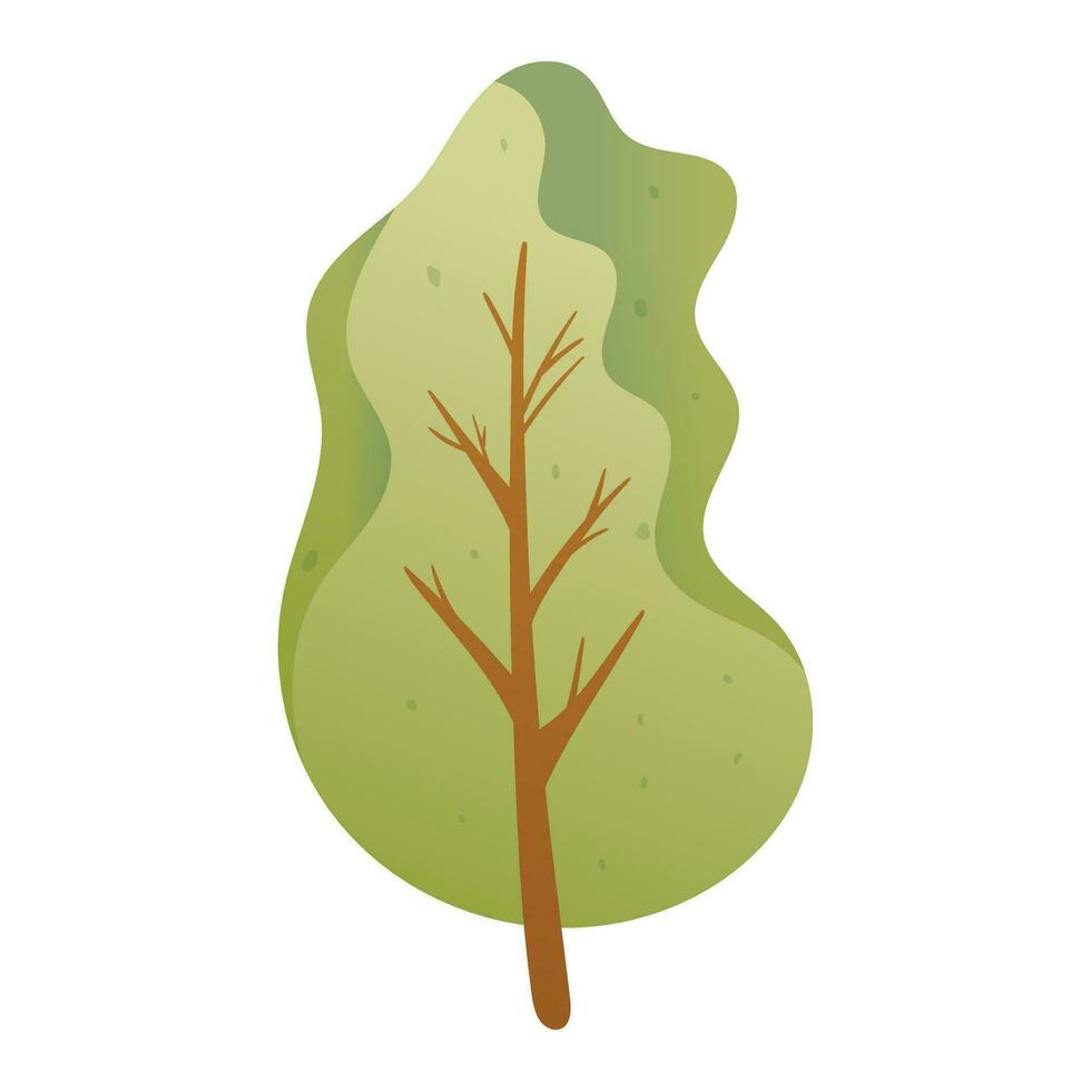 einfach Vektor Illustration. Karikatur Baum Symbol mit ein Kofferraum und ein volumetrisch Grün Krone. Wald oder Natur Aufkleber oder Design Element.