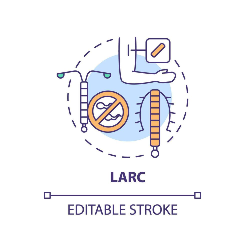 lark begrepp ikon. preventivmedel metod. lång varaktig. födelse kontrollera. familj planera. reproduktiv hälsa abstrakt aning tunn linje illustration. isolerat översikt teckning. redigerbar stroke vektor