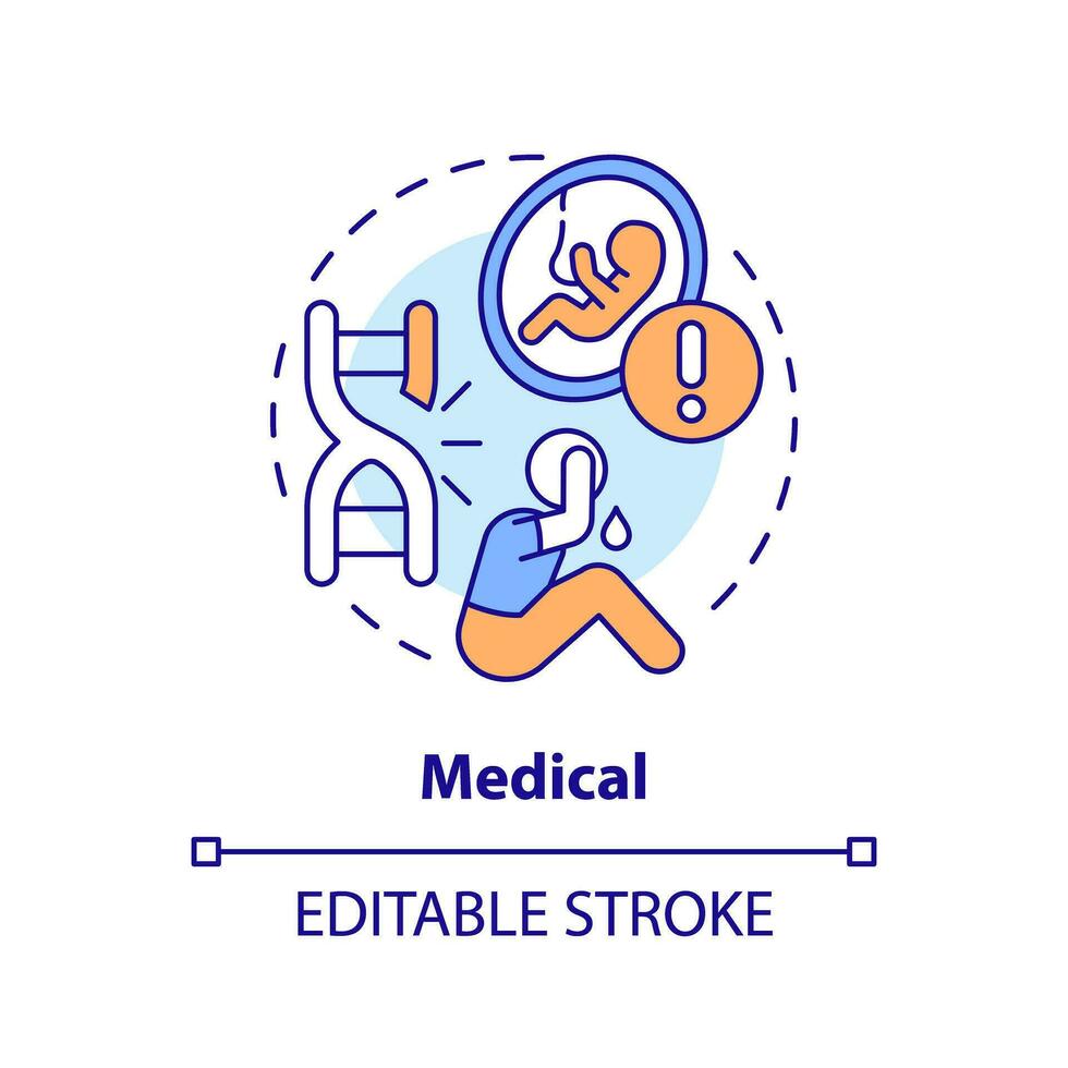 medicinsk begrepp ikon. hälsa problem. medicinsk diagnos. utan barn par. barn fri. reproduktiv hälsa abstrakt aning tunn linje illustration. isolerat översikt teckning. redigerbar stroke vektor