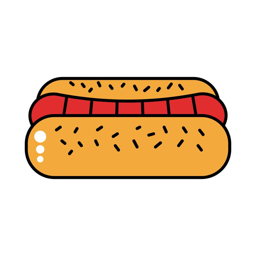 Hot Dog Fast-Food-Linie und Füllstil vektor